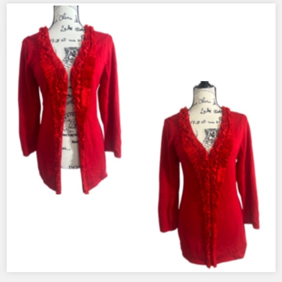 Vintage Berek Red Floral Longsleeve Cardigan Sweater - Picture 1 of 10